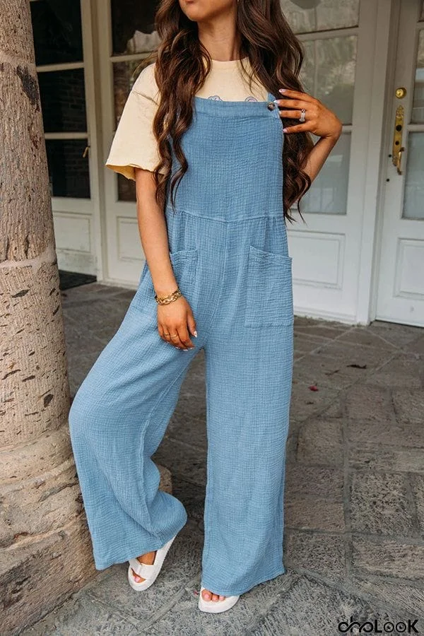 On Bali Time Cotton Blend Lightweight Wide Leg Jumpsuit