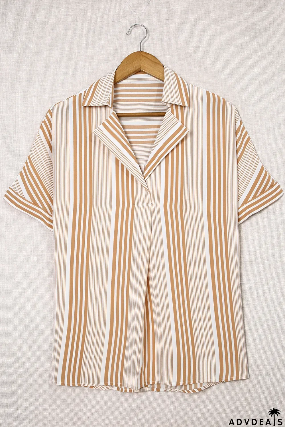 Loose Button Back Striped Blouse