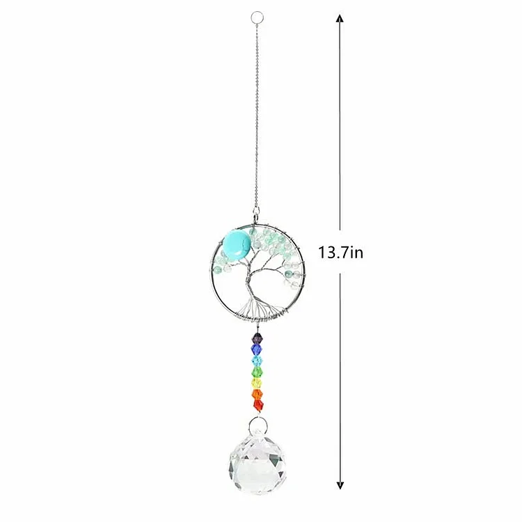 Colorful Tree of Life Crystal Wind Chime-Turquoise