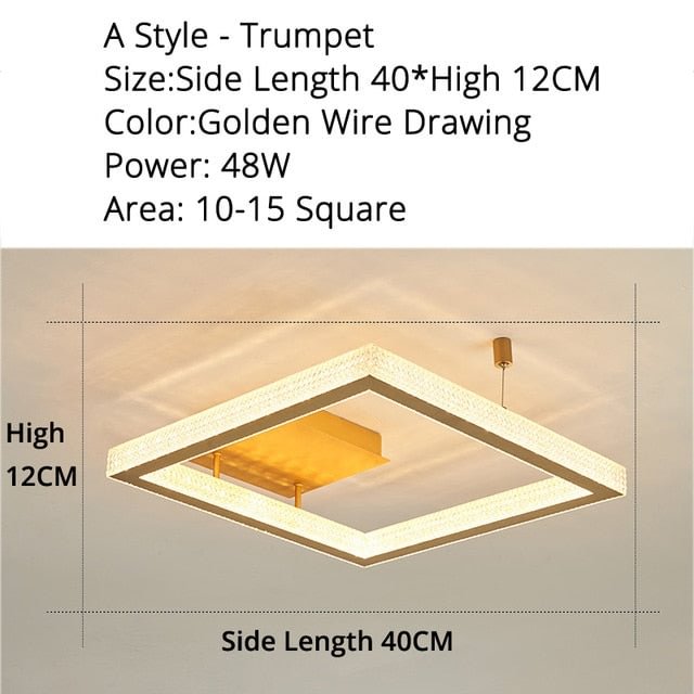 Gold/Coffee Color Ceiling Lights Bedroom Study Room Living Room Remote Control Surface Mounted Lighting Lamp Luminaria Luminaire