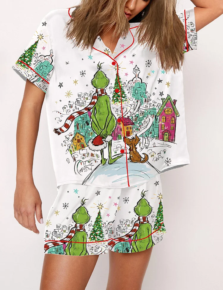 Women’s Retro Christmas Characters Grinchmas Pajama Set