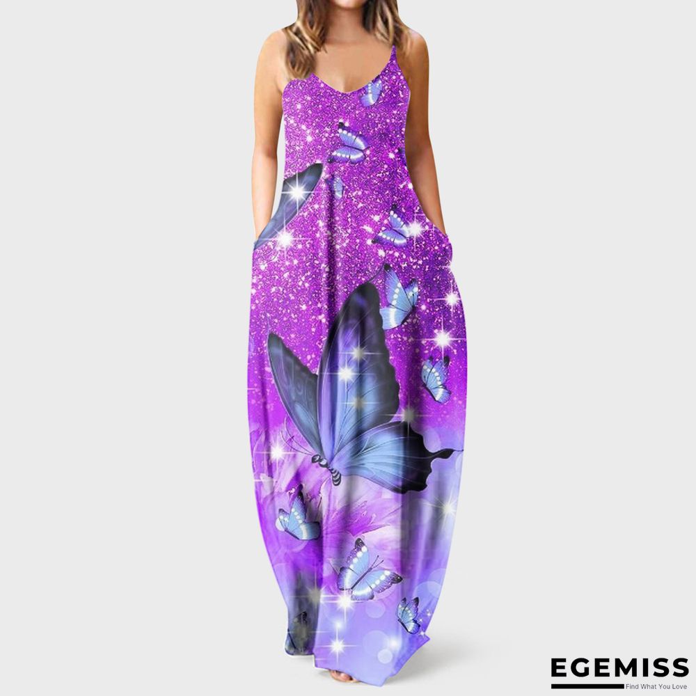 Butterfly Neck Sleeveless Strap Long Dress Black Dresses | EGEMISS