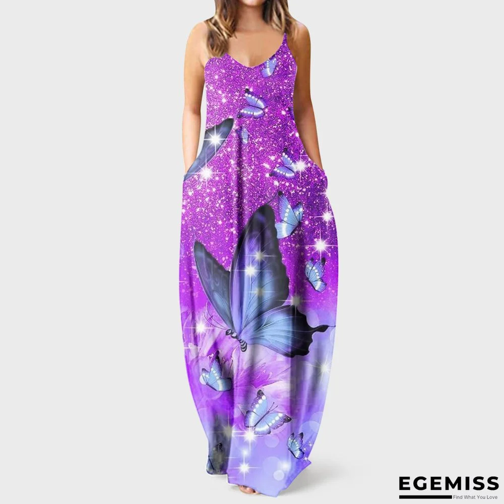 Butterfly Neck Sleeveless Strap Long Dress Black Dresses | EGEMISS