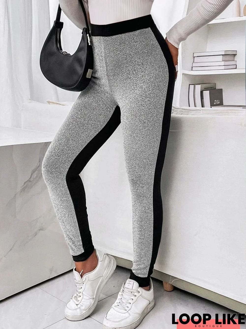 Color Block Jersey Casual Leggings