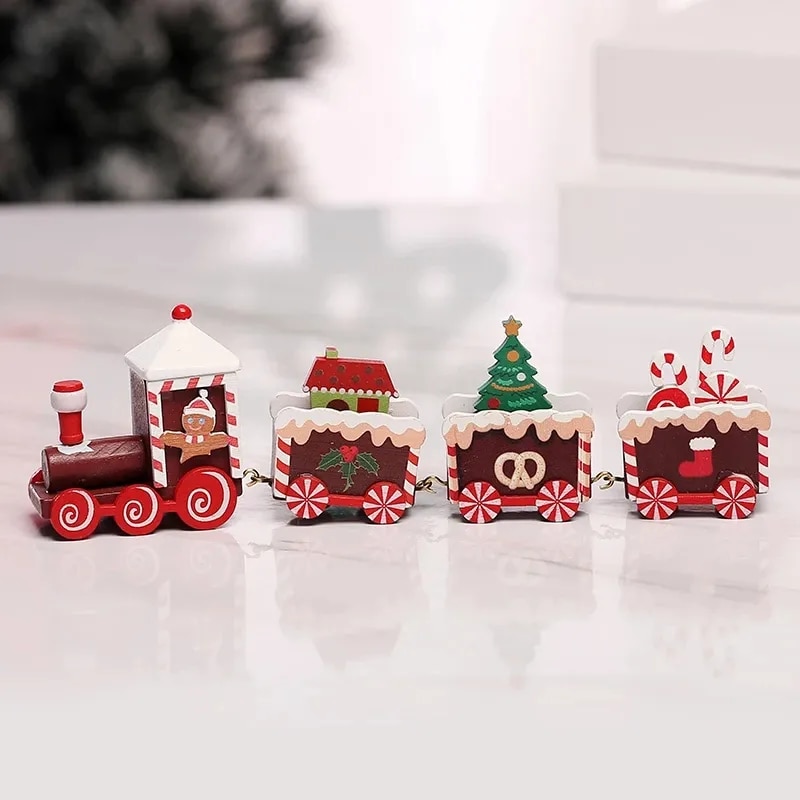 Tegooe Wooden Plastic Christmas Decorative Train Model Kit
