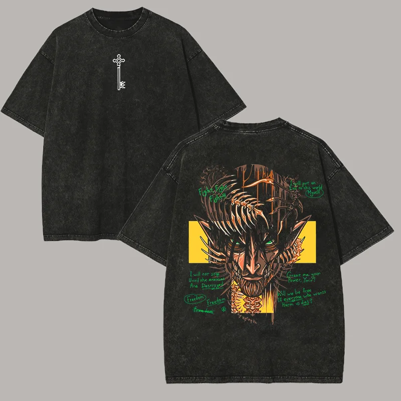 Attack On Titan Printed Unisex Washed T-Shirt