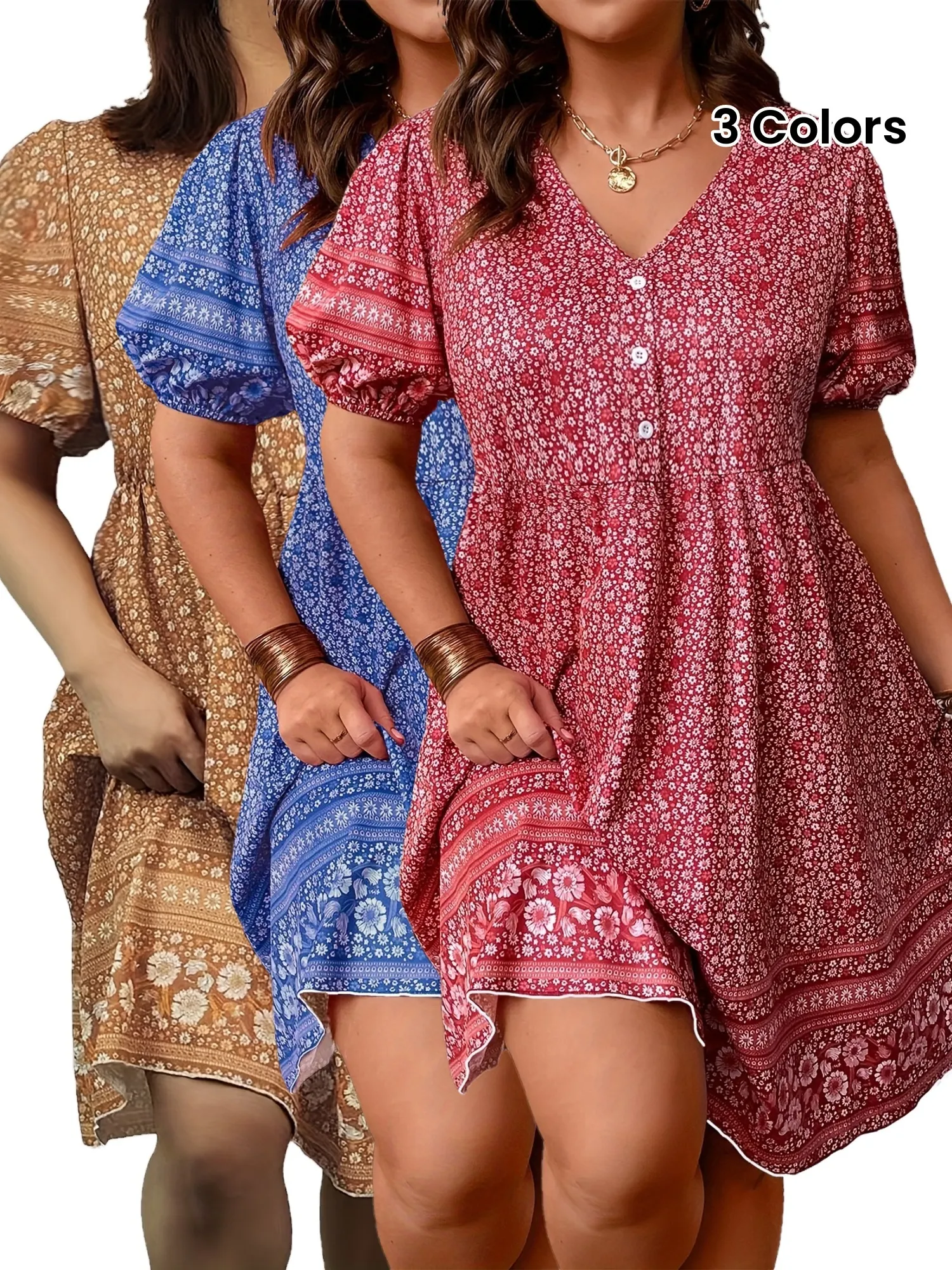 Plus Size European And American Summer Plus-Size Womens High-End Printed Four-Sided