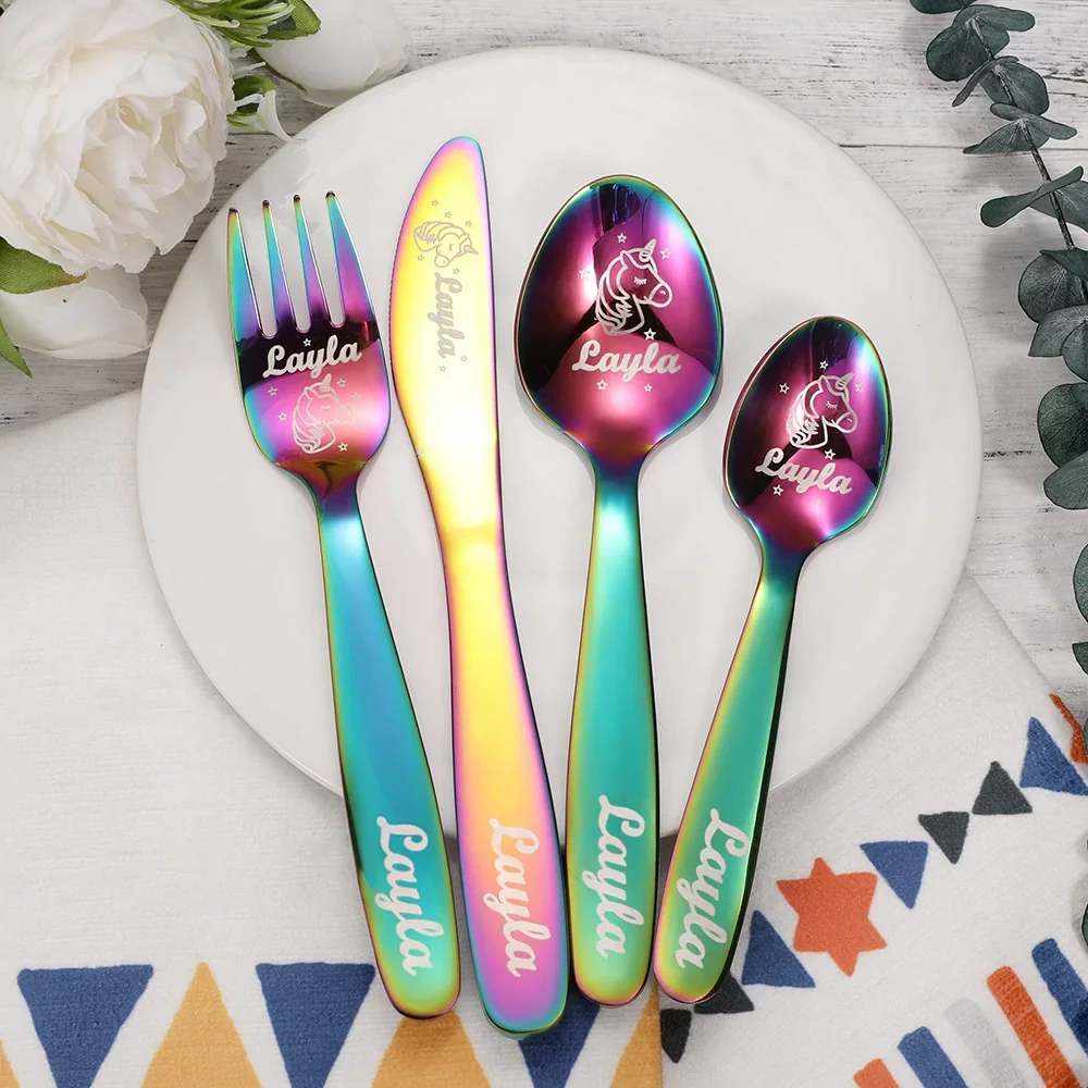 Personalized cutlery set with unicorn