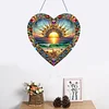 (Upgrade Size)DIY Double Sided Effect Diamond Painting Hanging Pendant Kit (Heart Sunrise)