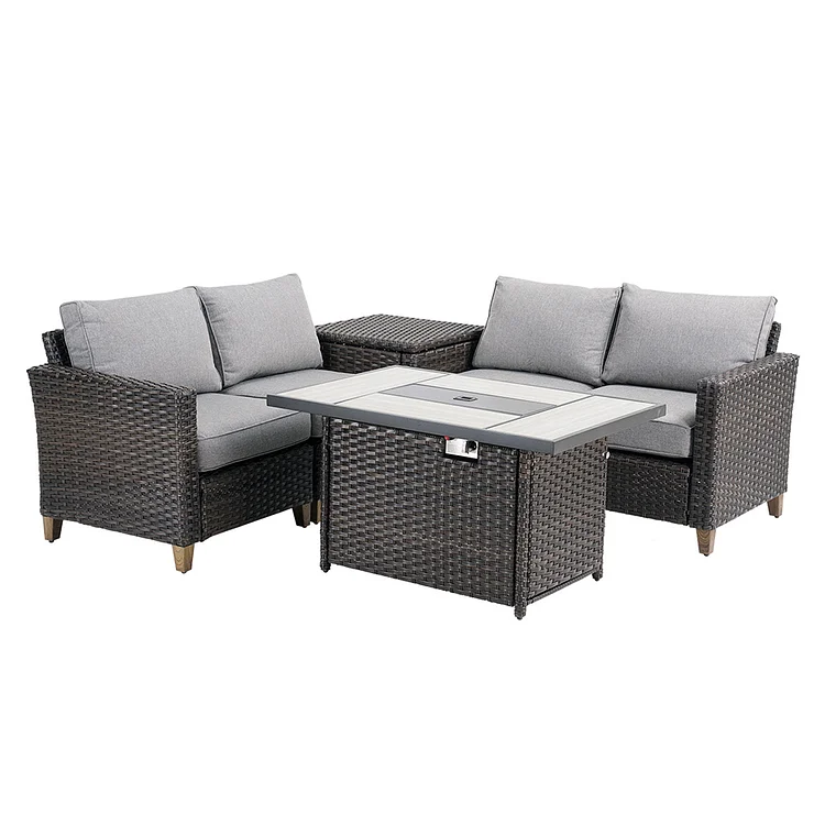 GRAND PATIO Sofa Sets Outdoor Furniture Sets 6 Pieces Conversation Set,Rattan Fire Pit Sets