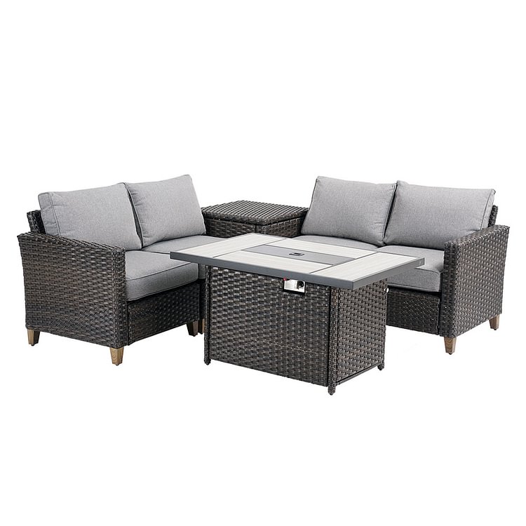 Grand Patio Sofa Sets Outdoor Furniture Sets 6 Pieces Conversation Set,Rattan Fire Pit Sets