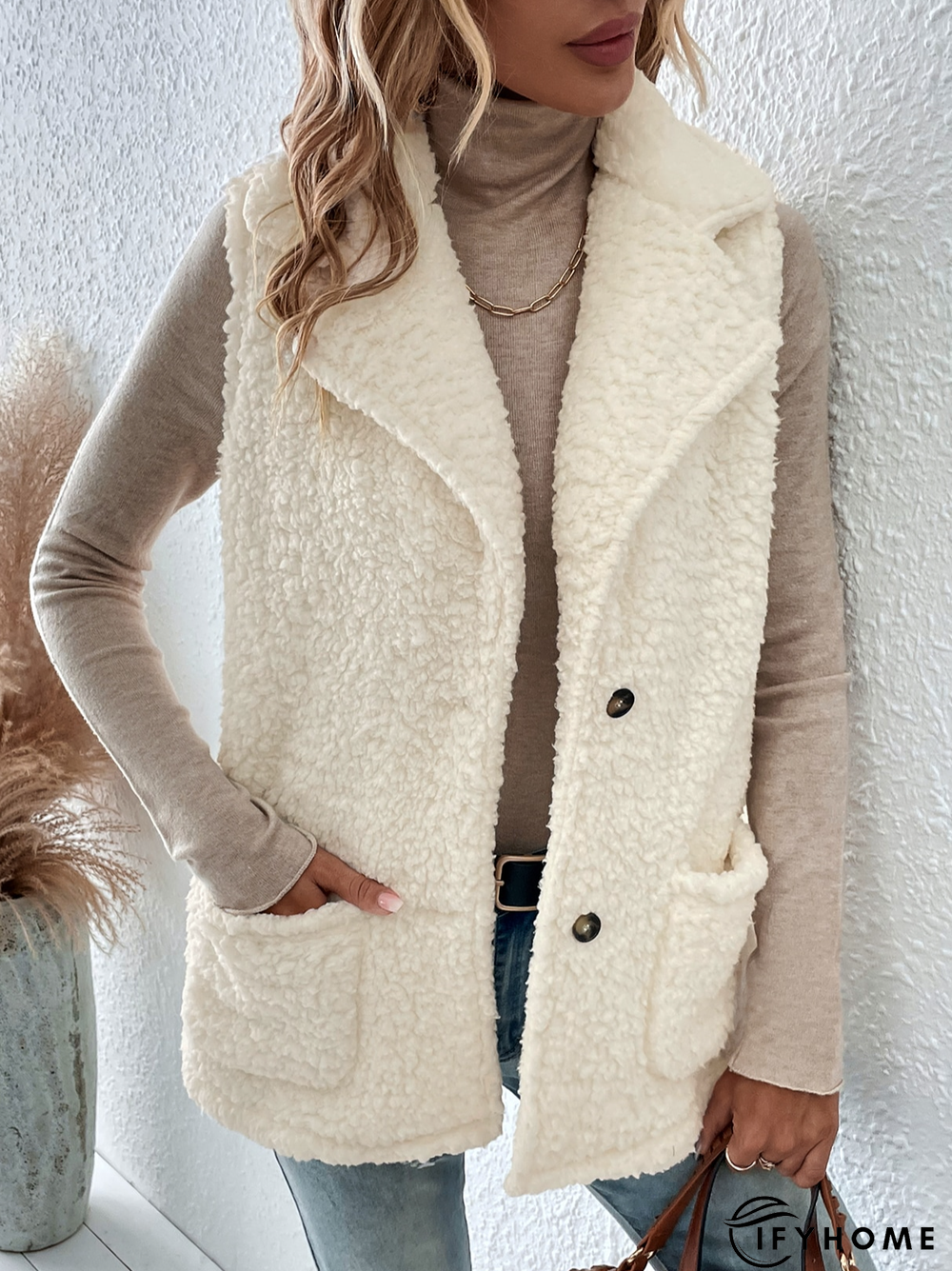 Plain Shawl Collar Casual Regular Fit Vest | IFYHOME