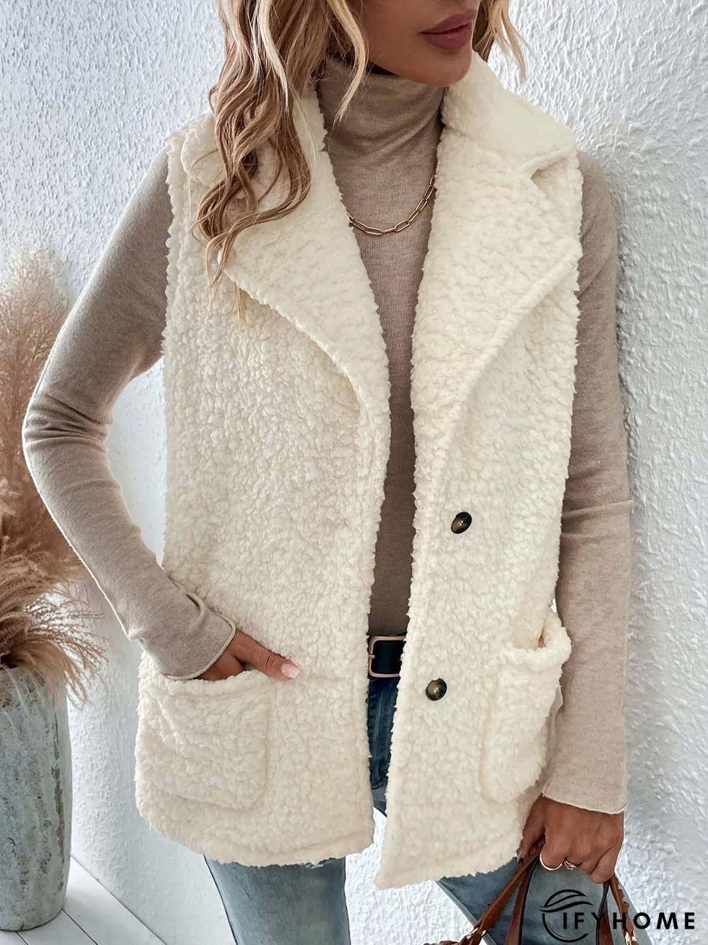 Plain Shawl Collar Casual Regular Fit Vest | IFYHOME