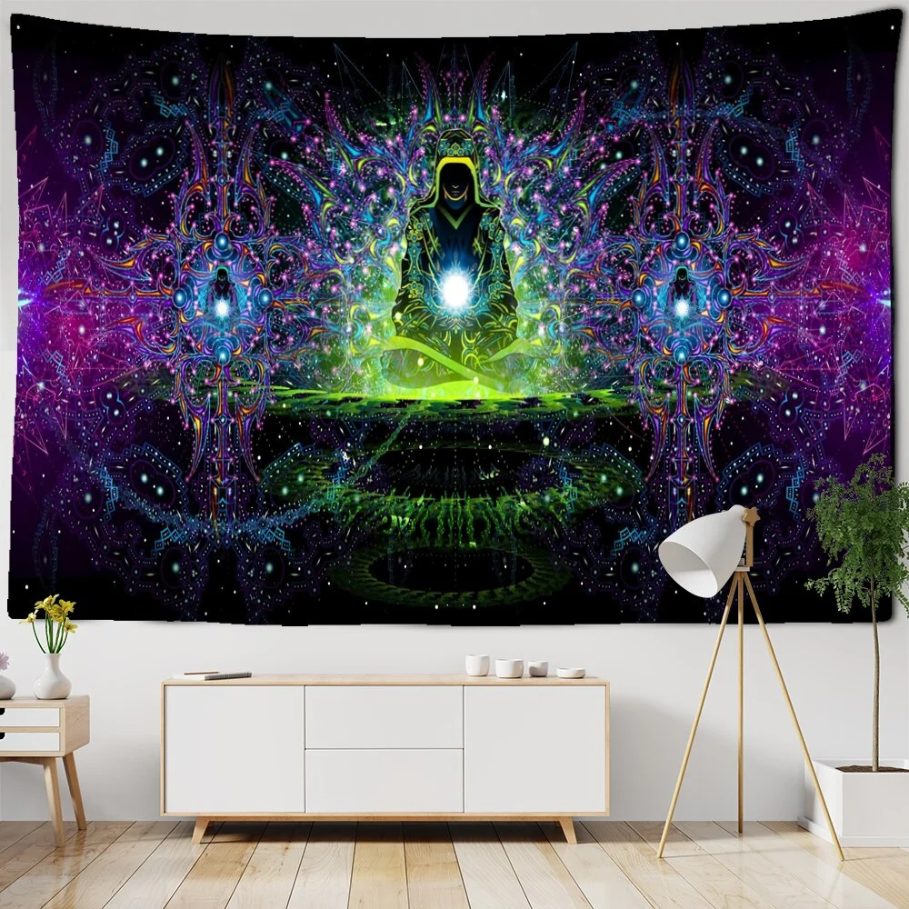 Meditator's Tapestry Wall Hanging Viking Hippie Bohemian Psychedelic Mystical Witchcraft Art Home Decor