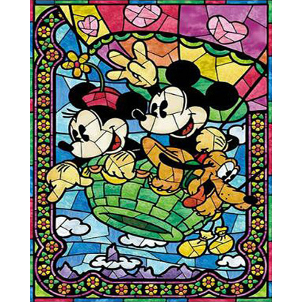 Stained Glass Mickey Mouse 40*50CM(Canvas) Full Round Drill Diamond Painting gbfke