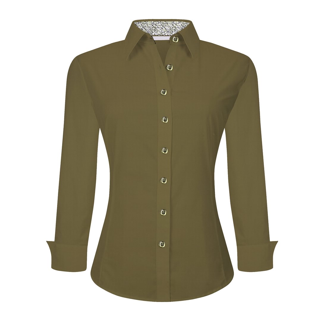 Women's Cotton Stretch Work Shirt Olive Alex Vando Fashion