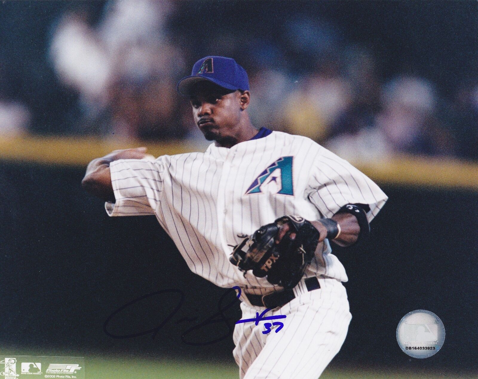 JUNIOR SPIVEY ARIZONA DIAMONDBACKS ACTION SIGNED 8x10