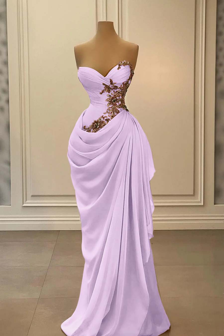 Hidais Strapless Sleeveless Long Mermaid Prom Dress With Appliques 
