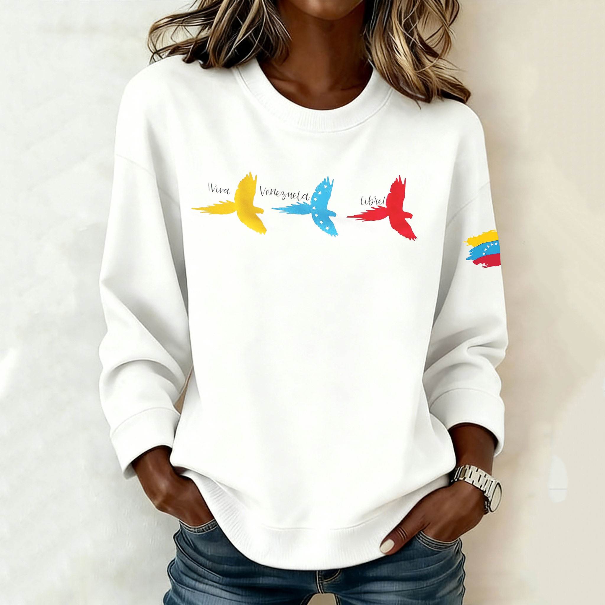 Women's Stand With Venezuela Print Sweatshirt artswardrobe