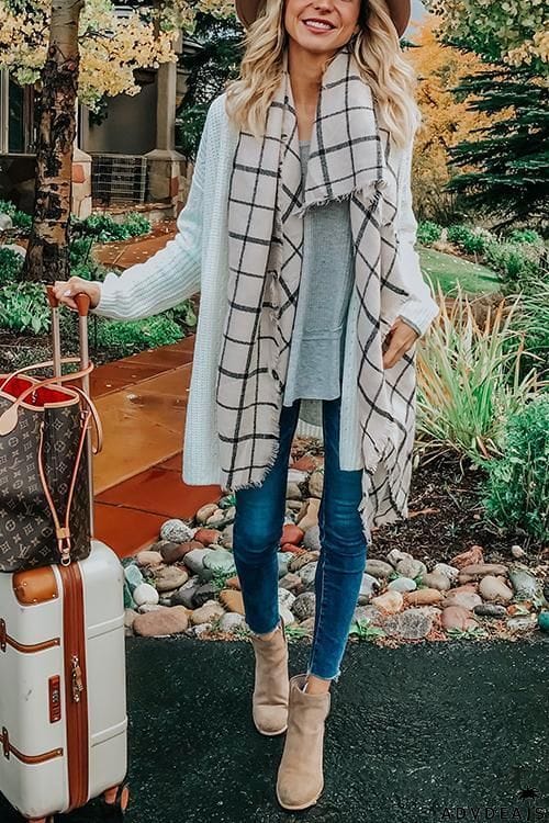 Tassels Plaid Scarf