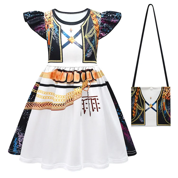 Kids Children KPop Demon Hunters (2025) Huntrix Rumi Mira Zoey Printed Black White Dress Outfits Cosplay Costume