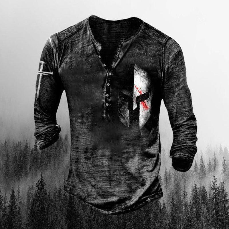 Men's Outdoor Warrior Print Long Sleeve T-shirt