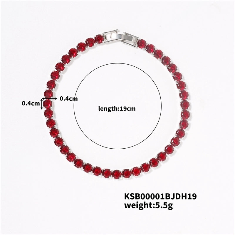 Hip-Hop Solid Color Copper Inlay Zircon K Gold Plated Rhodium Plated Unisex Tennis Bracelet