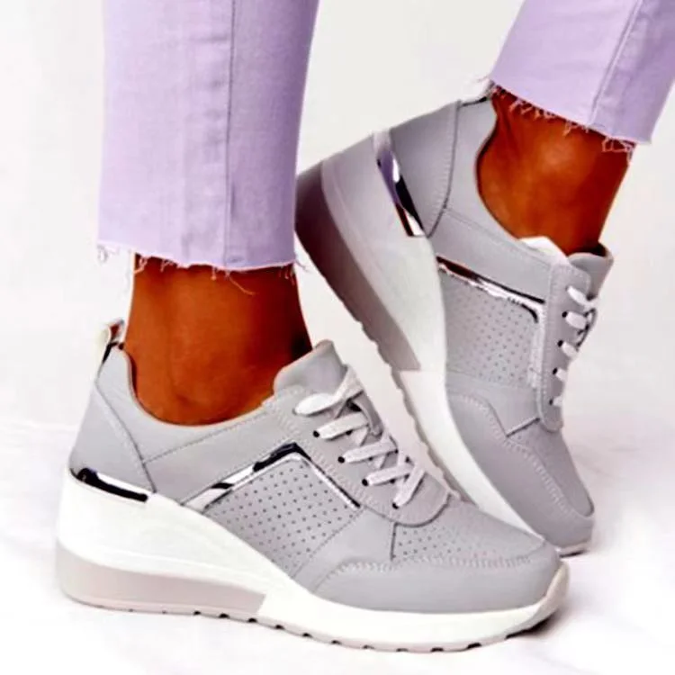 2021 New Women Sneakers Lace-Up Wedge Sports Shoes Women's Vulcanized Shoes Casual Platform Ladies Sneakers Comfy Females Shoes
