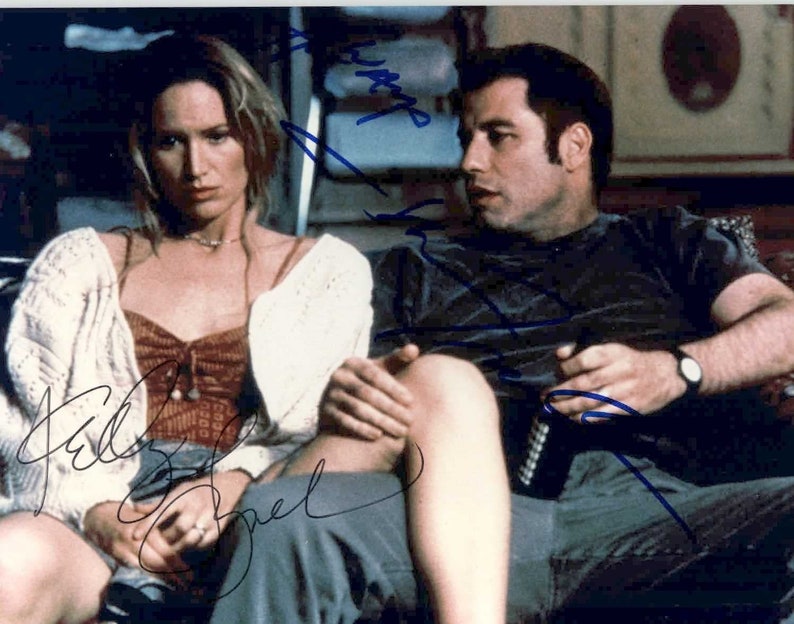 John Travolta & Kelly Lynch Signed Autographed Glossy 8x10 Photo Poster painting - COA Matching Holograms