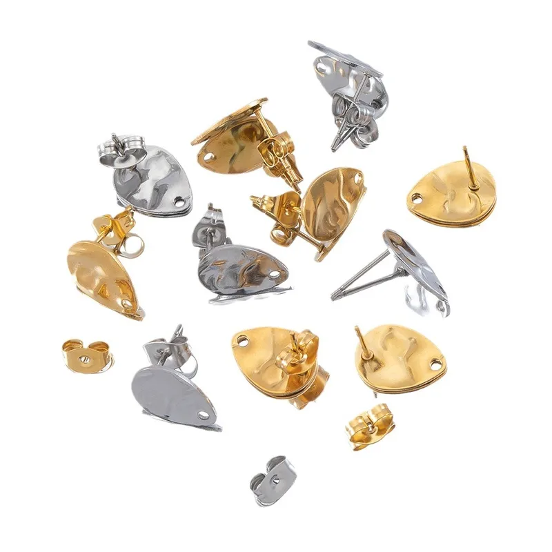 10 PCS/Package 12 * 9mm Hole 1~1.9mm 304 Stainless Steel Geometric Polished Earring Findings Jewelry Accessories