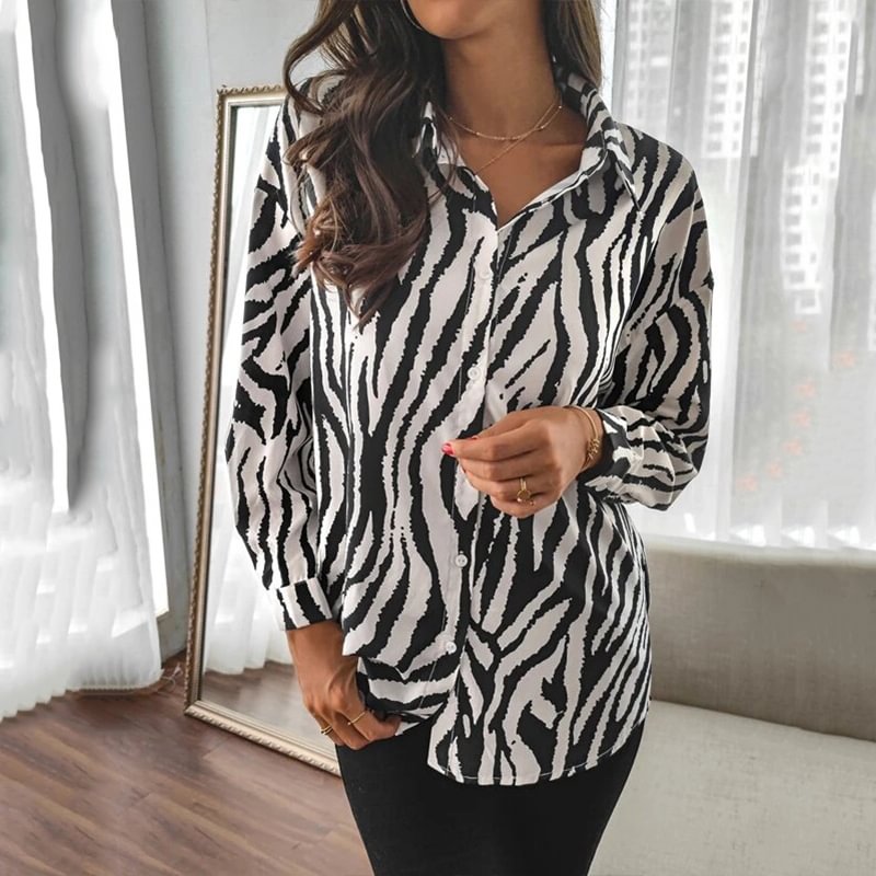Women's Striped Commuter Single-Breasted Loose Shirt Blouse For Women MusePointer