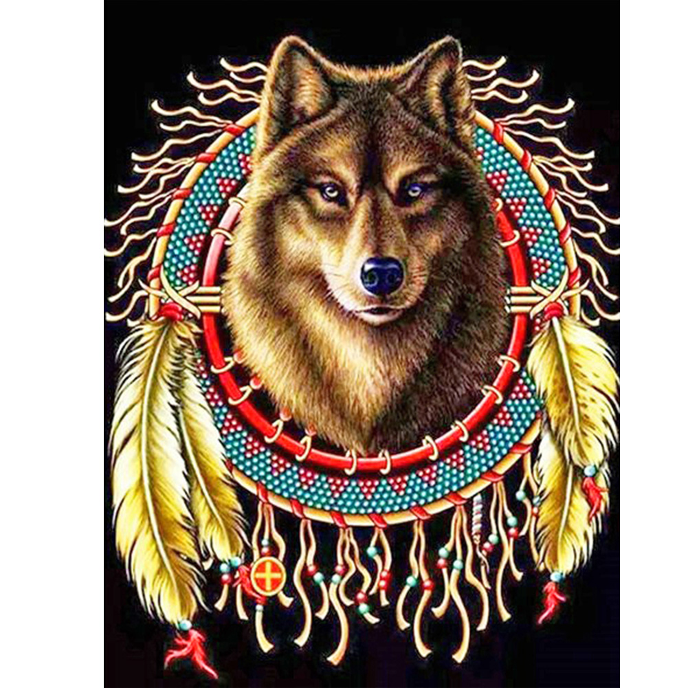 

50*60CM - Round Drill Diamond Painting - Indians Animal, 501 Original