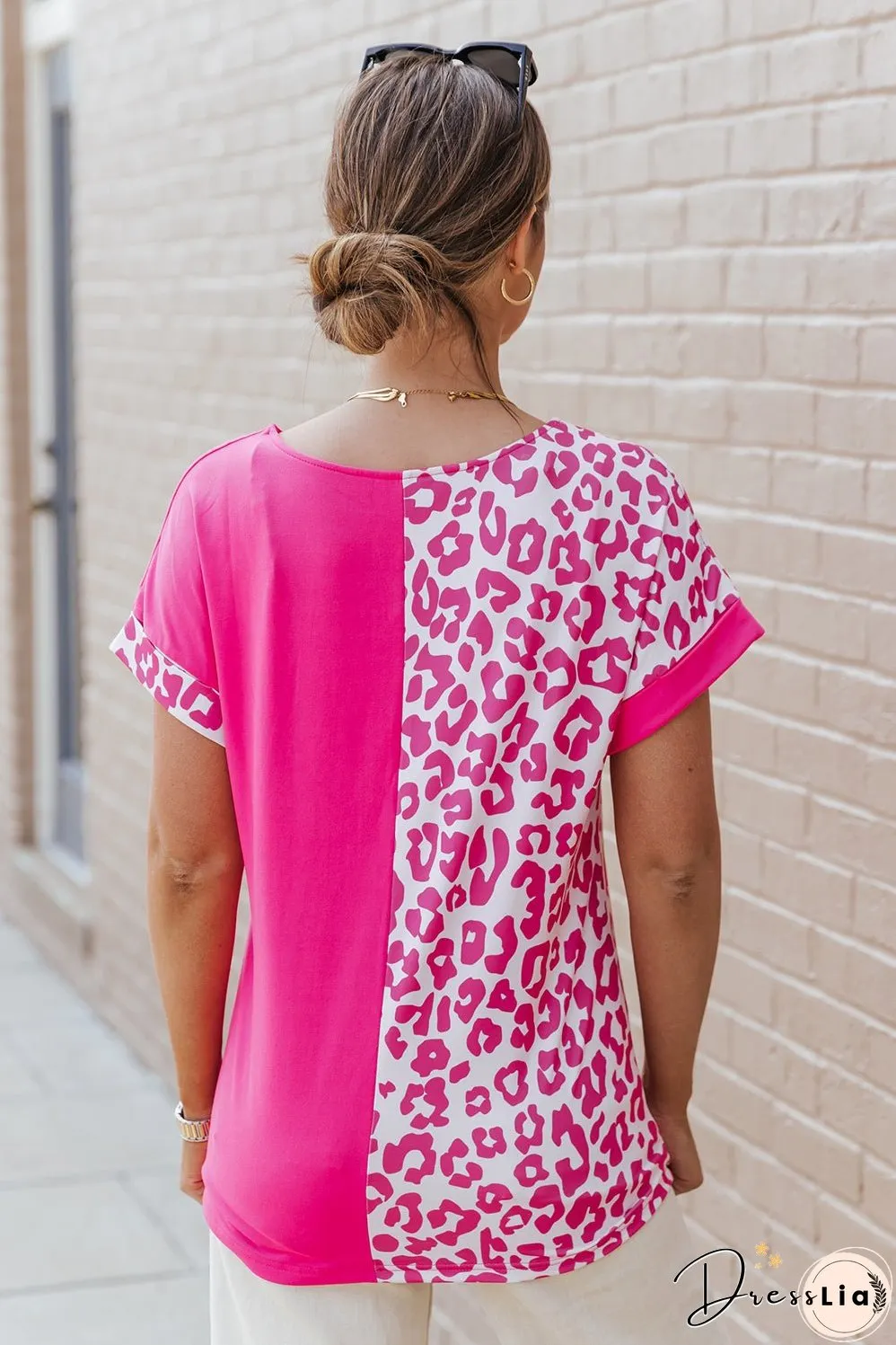 Half Leopard Patchwork Top