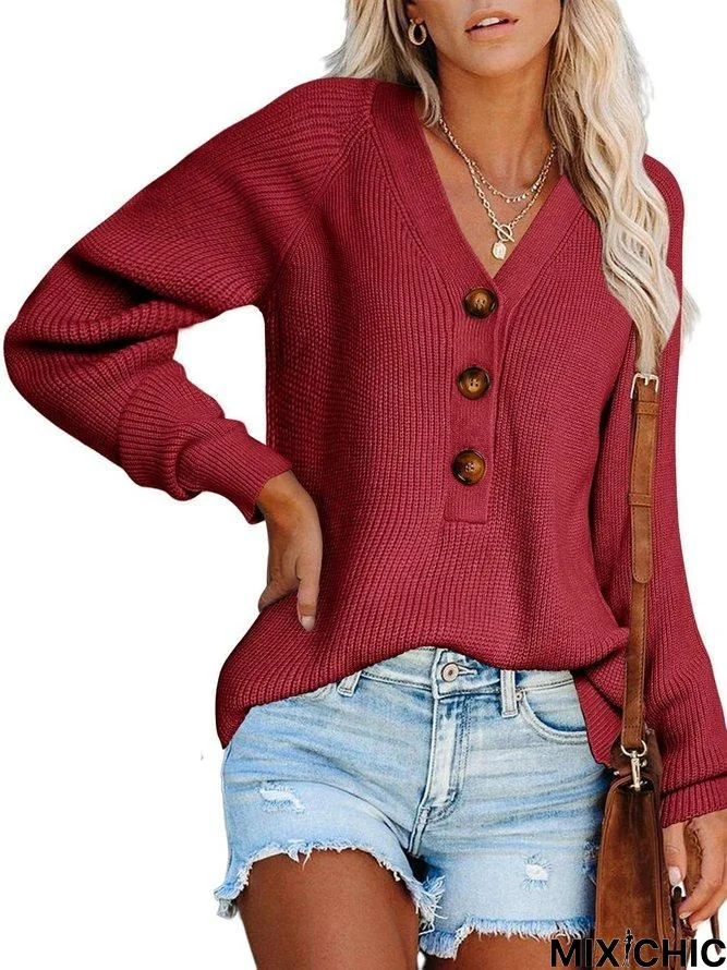 Loosen Casual V Neck Sweater