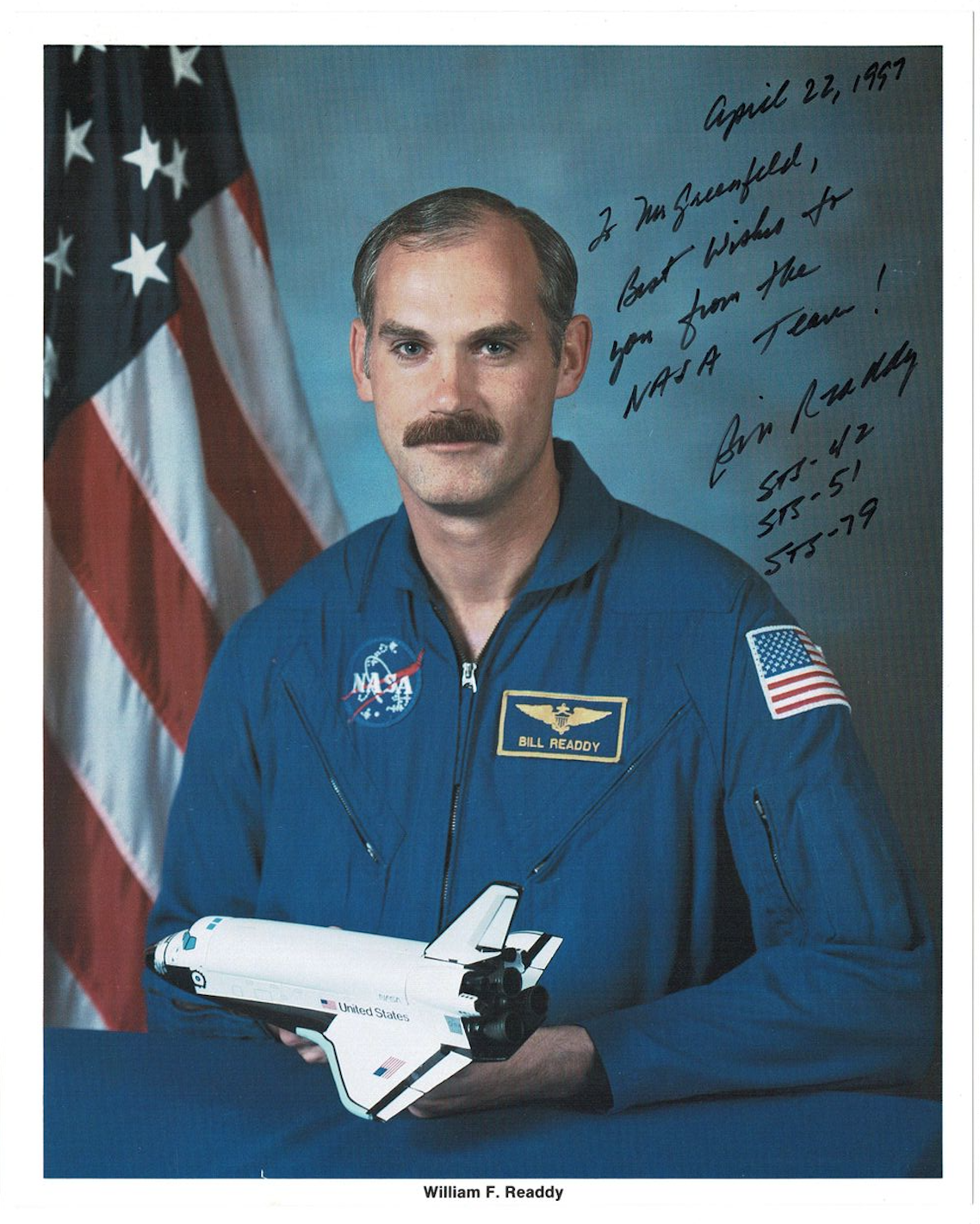 William Bill Readdy signed autographed NASA 8x10 Photo Poster painting! AMCo Authenticated! 5820