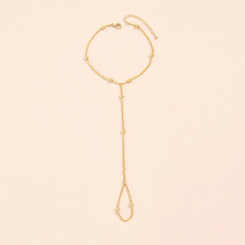 New Simple Fashion Women Bracelet Slave Chain Ring Finger Ring Direct Copper Bead Finger Bracelet Bracelet