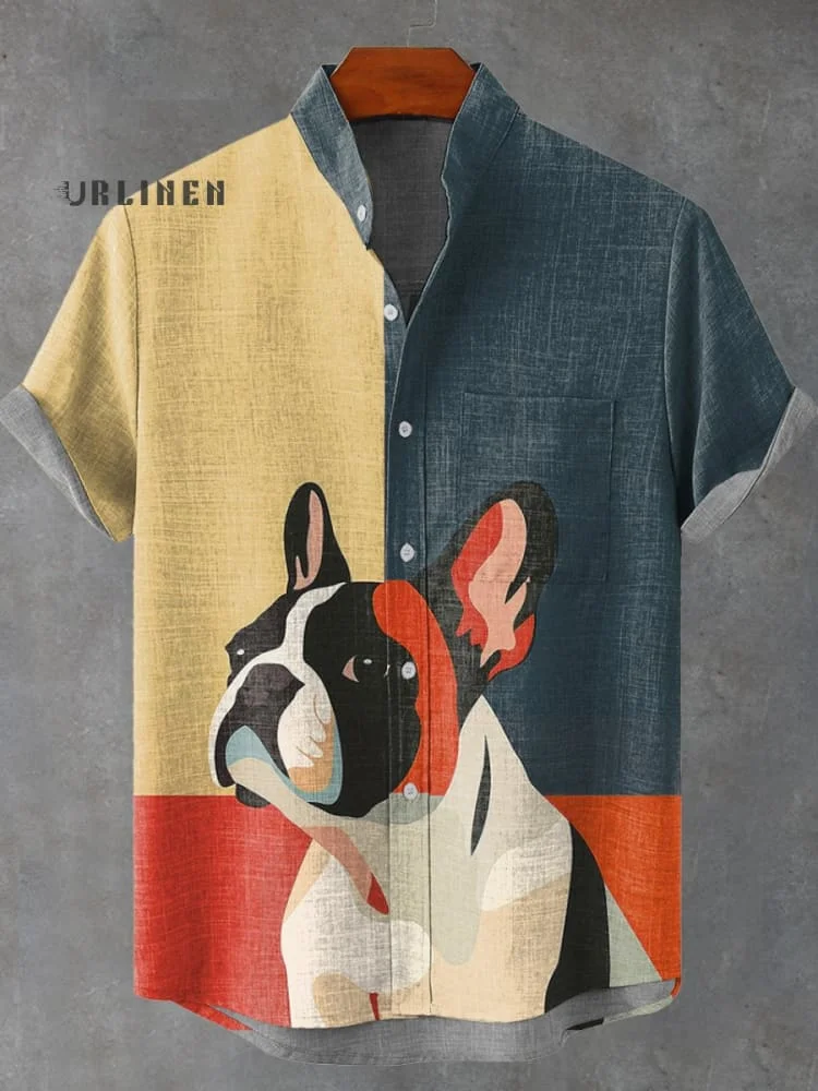 Three-color Bottom French Dou Head Decorative Pattern Casual 100% Cotton Shirt