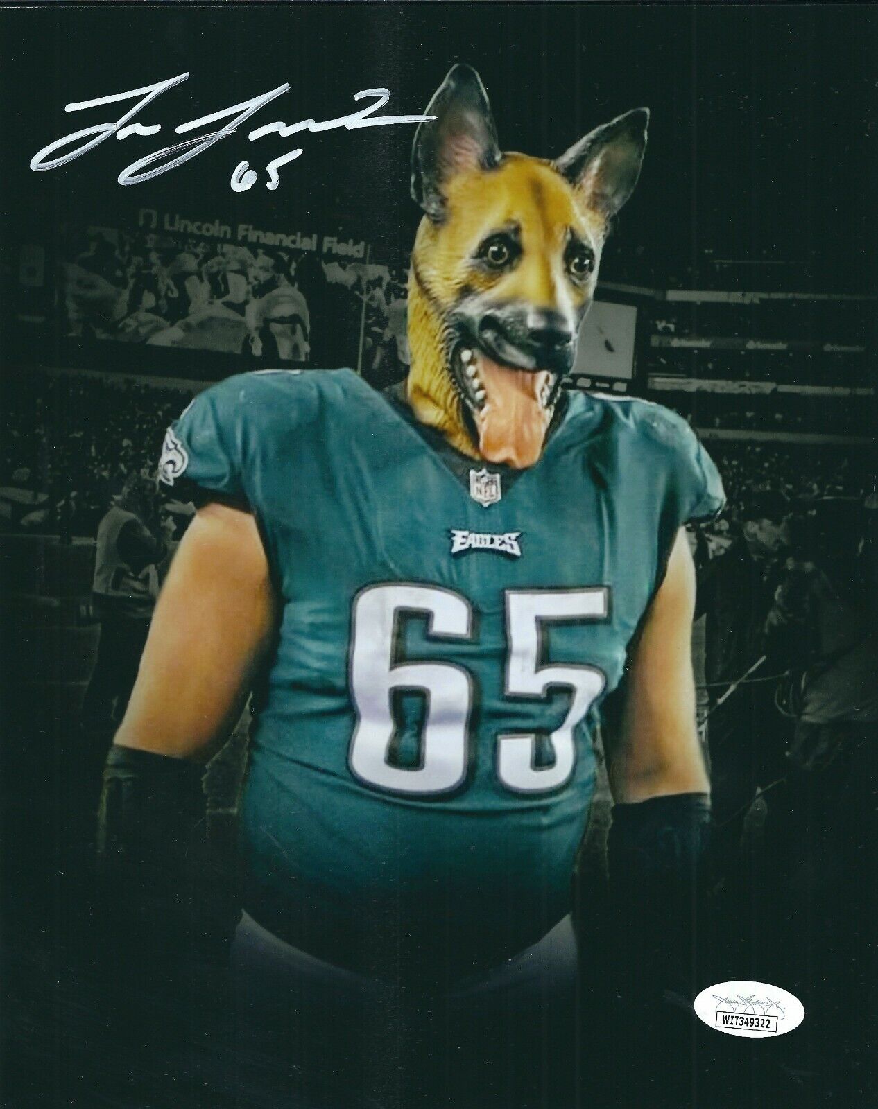 Autographed LANE JOHNSON 8X10 Philadelphia Eagles Photo Poster painting JSA