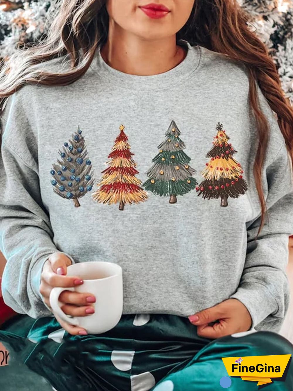 Women's Christmas Tree Print Casual Sweatshirt