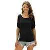 Round Neck Women's Off-Shoulder Bat Loose Casual T-shirt Top