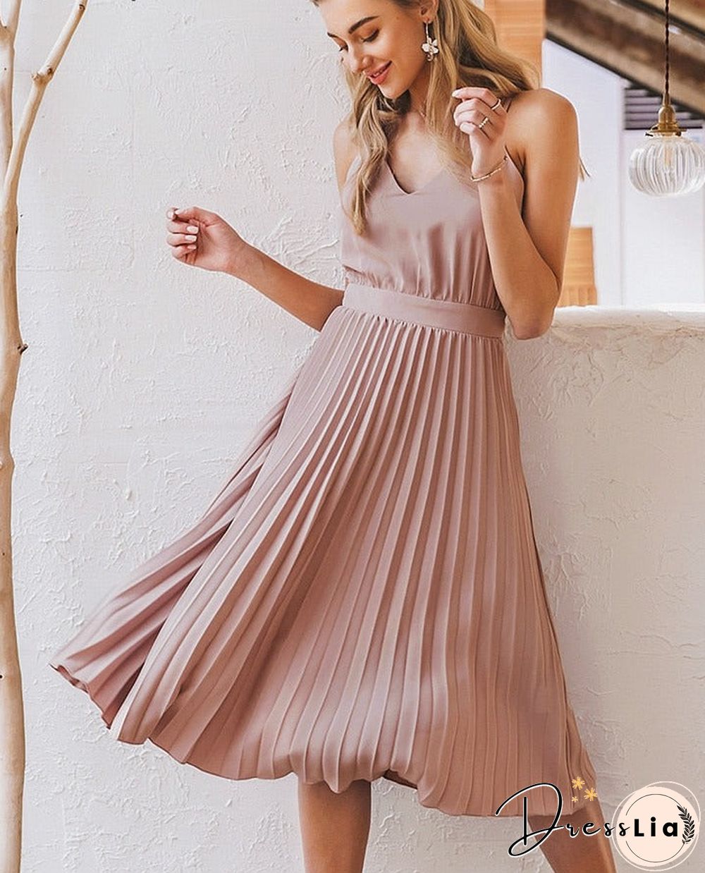 V-neck holiday pleated print summer dress women Spaghetti straps floral sexy beach sundress Sexy casual female vestidos