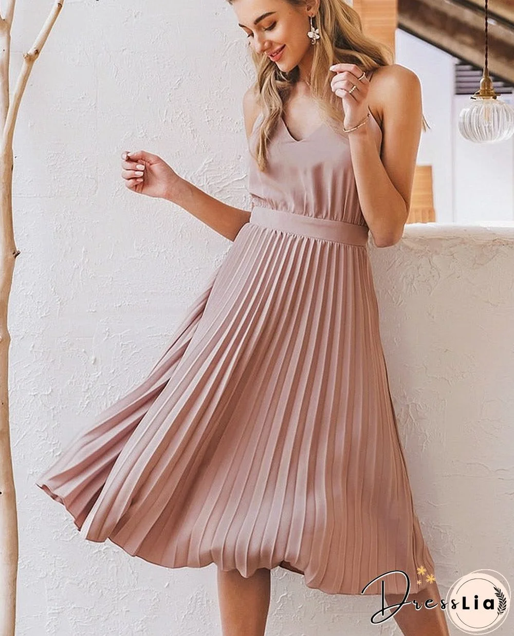 V-neck holiday pleated print summer dress women Spaghetti straps floral sexy beach sundress Sexy casual female vestidos