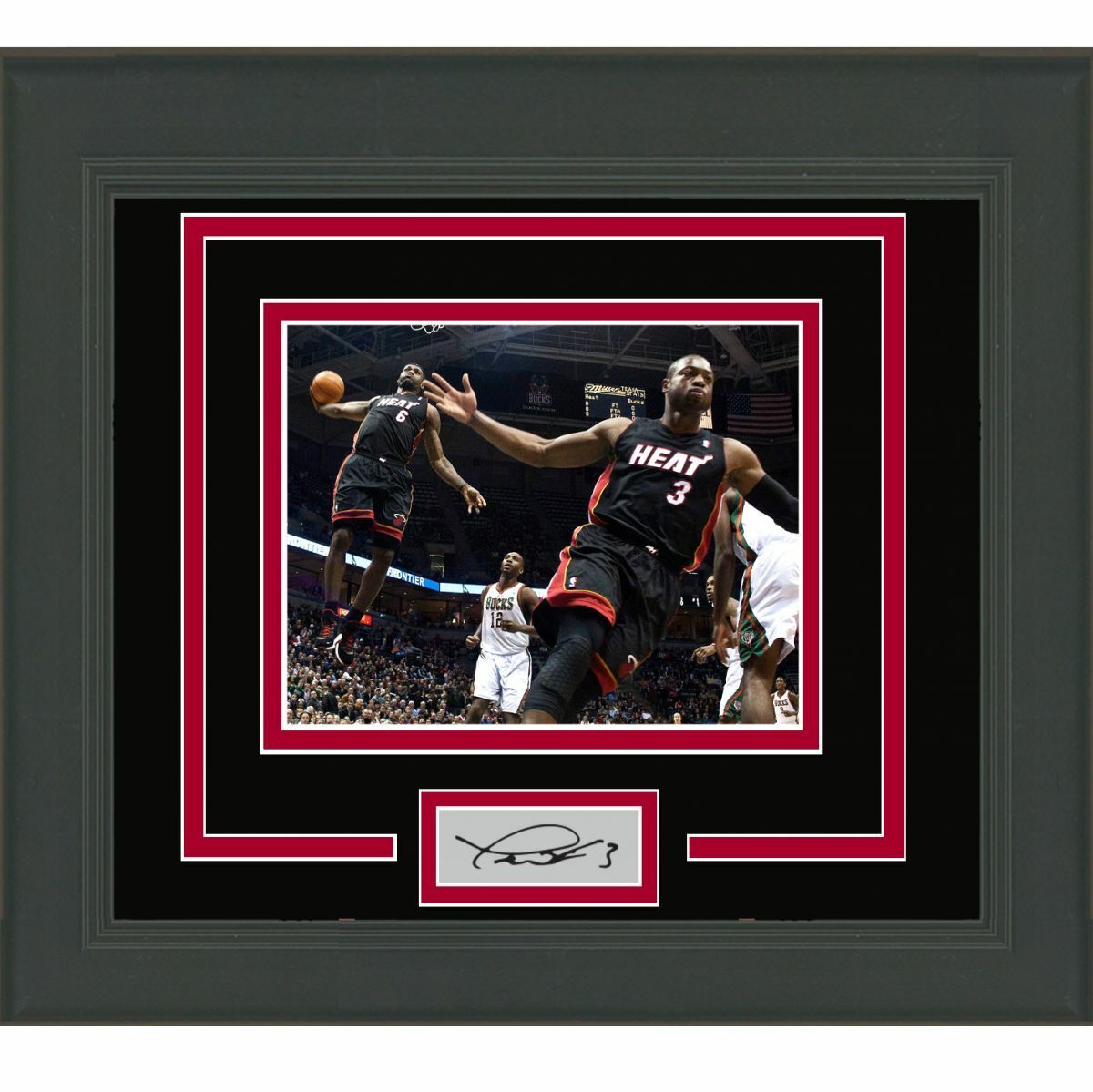 Framed Dwyane Wade Facsimile Laser Engraved Auto Miami Heat Photo Poster painting