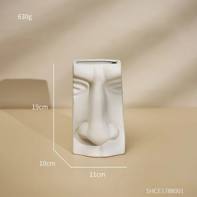 Creative Human Face Ceramic Vase Abstract Art White Vases Nordic Home Decoration Living Room Table Decoration Household Vase