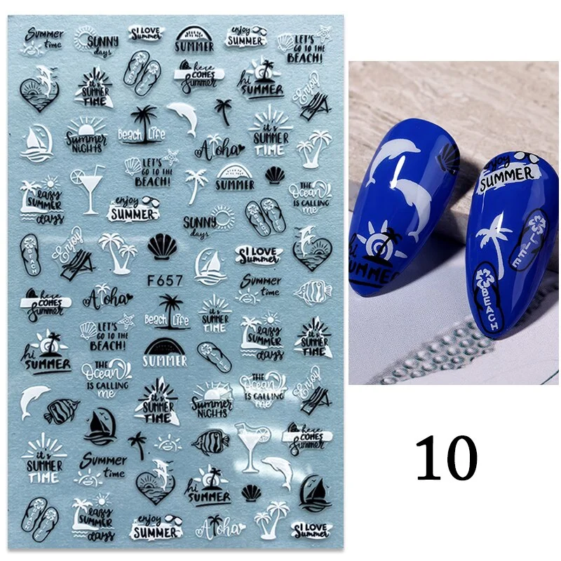 3D White Lace Flowers Translucent Nails Stickers Leaf Ballet Geometry Butterfly Gradient Abstract Nail Art Design Slider Decor