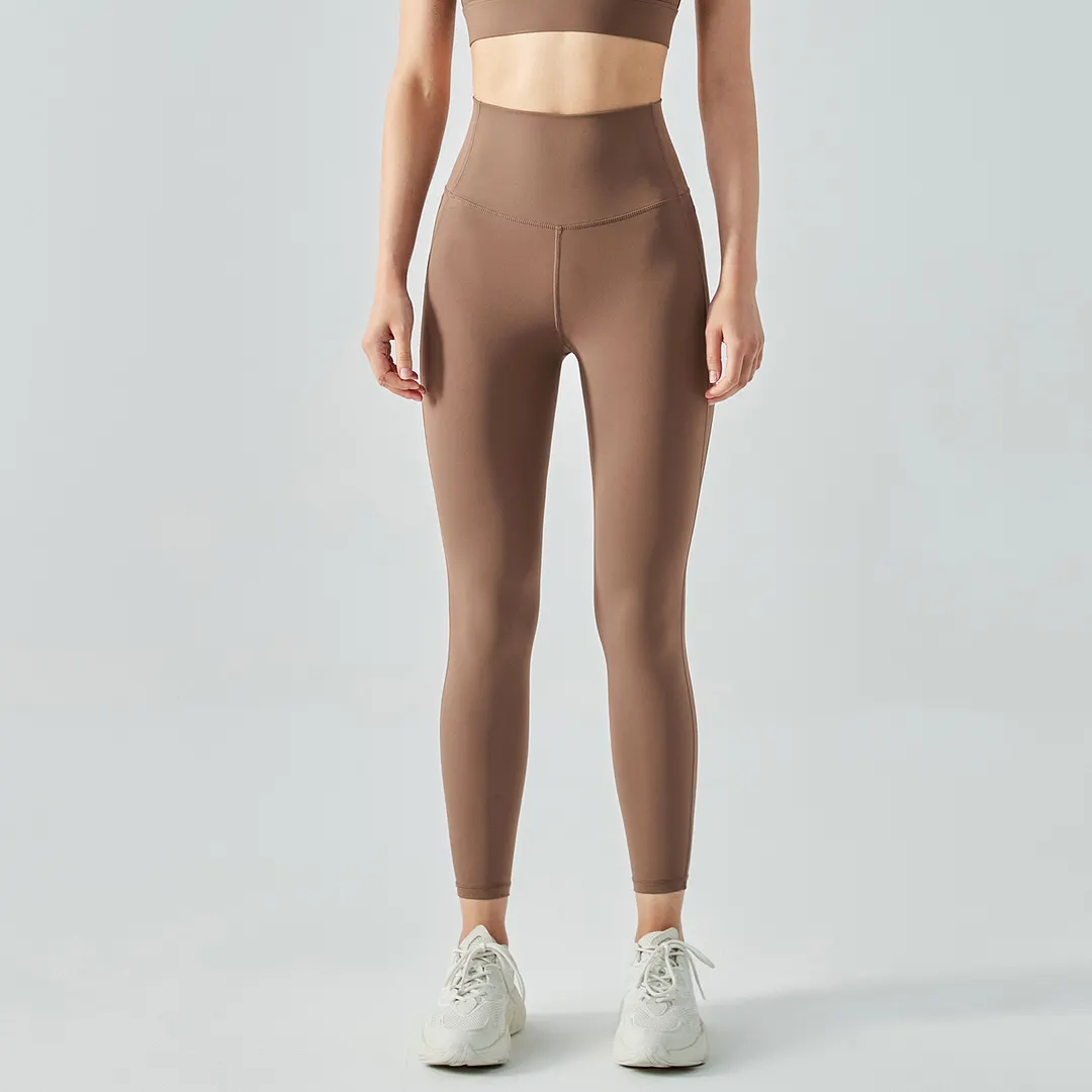 Buy Hergymclothing Chocolate women's high rise breathable moisture wicking spandex eco friendly workout yoga pants sports leggings online