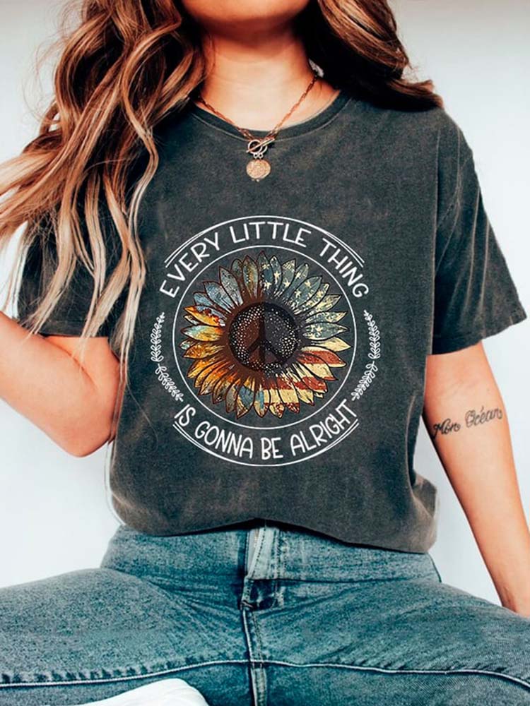 Comstylish Every Little Thing Is Gonna Be Alright Print Casual T-Shirt