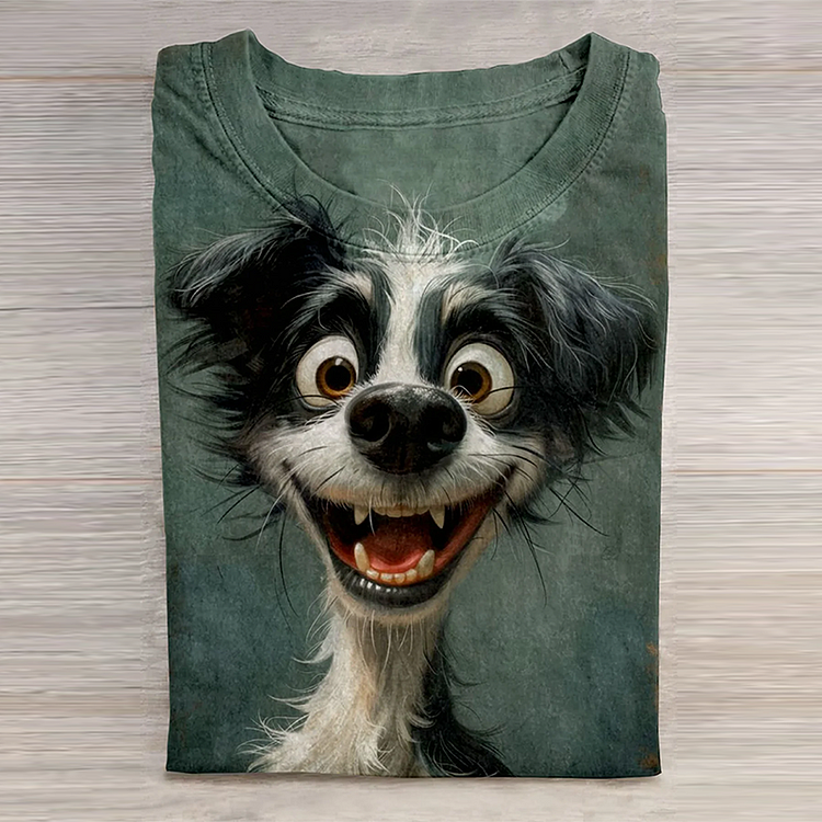 Funny Cute Dog Art Causal Short Sleeve T-Shirt