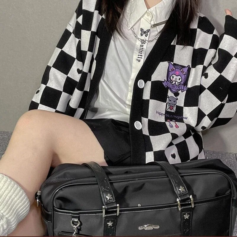 Brownm Buttoned Black Cardigan