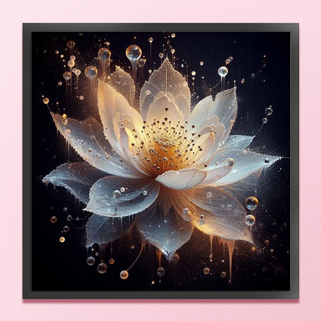 Gold Lotus Full 18CT DIY Counted Cross Stitch Kits for Adults Home Decor 30x30cm
